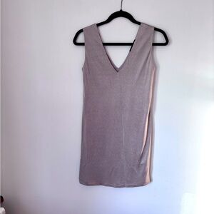 Liu Jo Champagne Metallic Slip Dress Bra Strap Closure Fully Lined Size 9